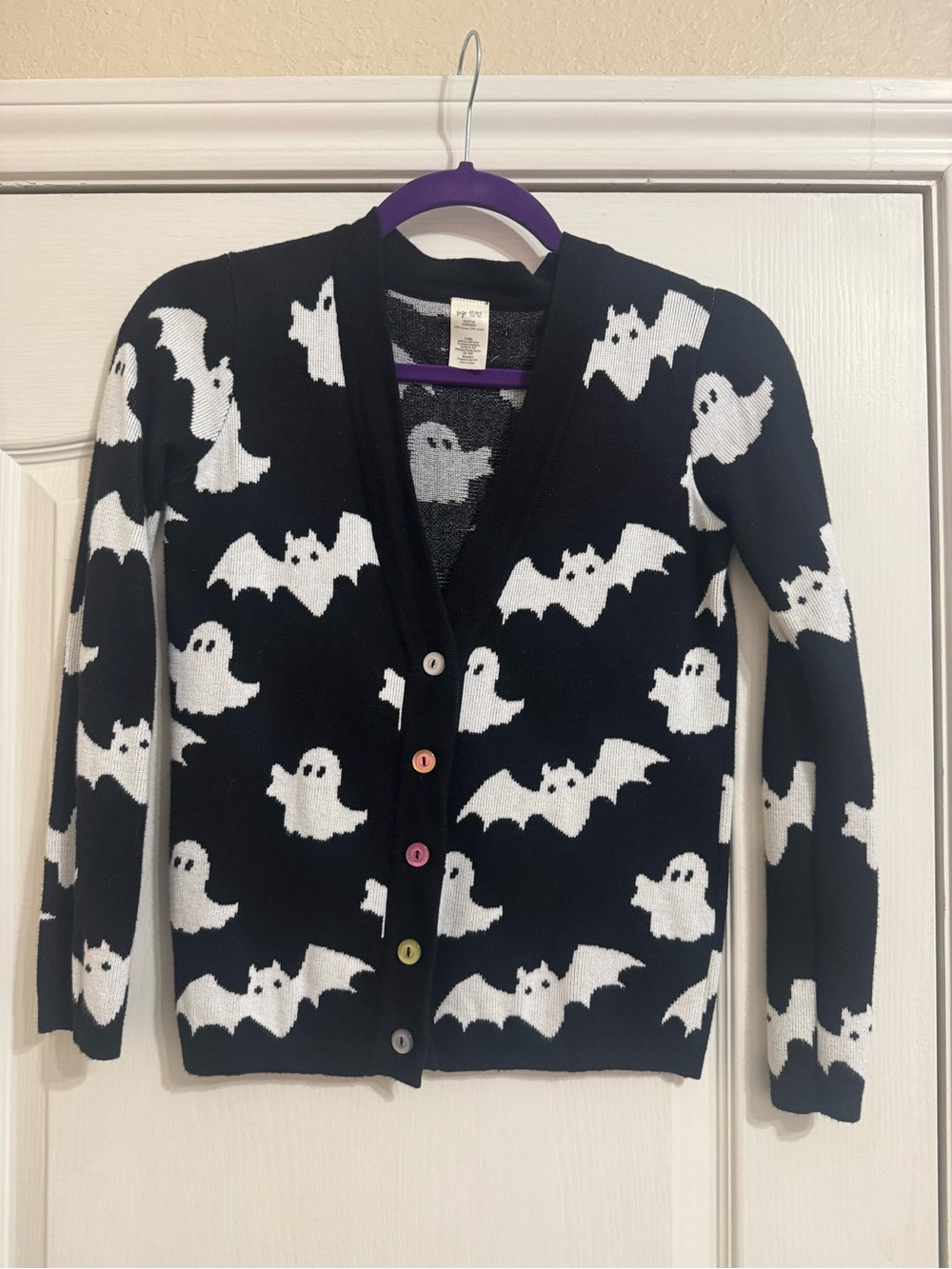 Eleanor Rose Black & White Ghost and Bat Cardigan - Picture 1 of 1